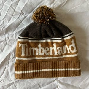 Timberland Brown/Tan Pom Beanie Hat